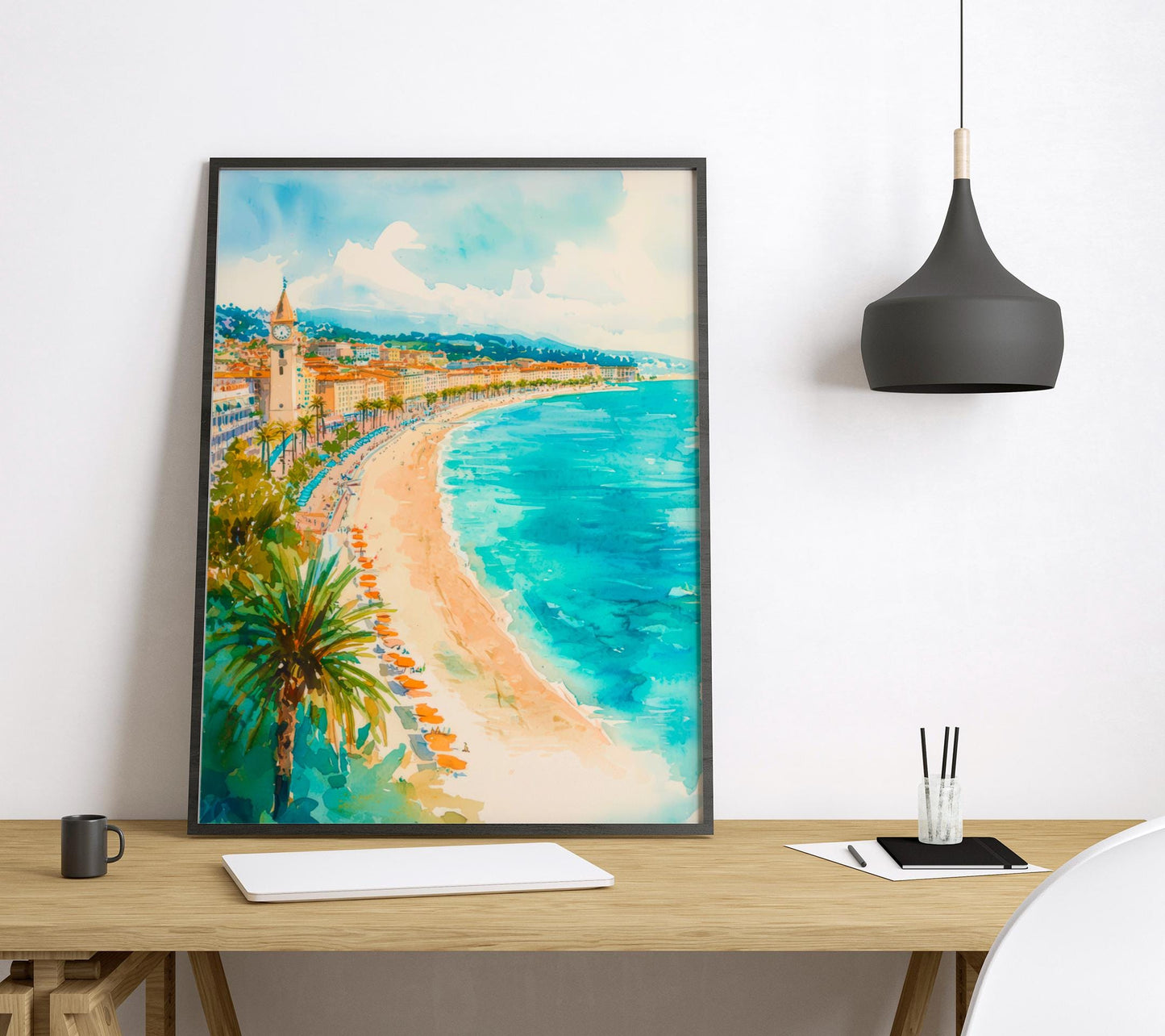 Nice Watercolor Poster Wall Art Nice Wall Hanging Home Décor Nice Gift Art Lovers France Wall Art