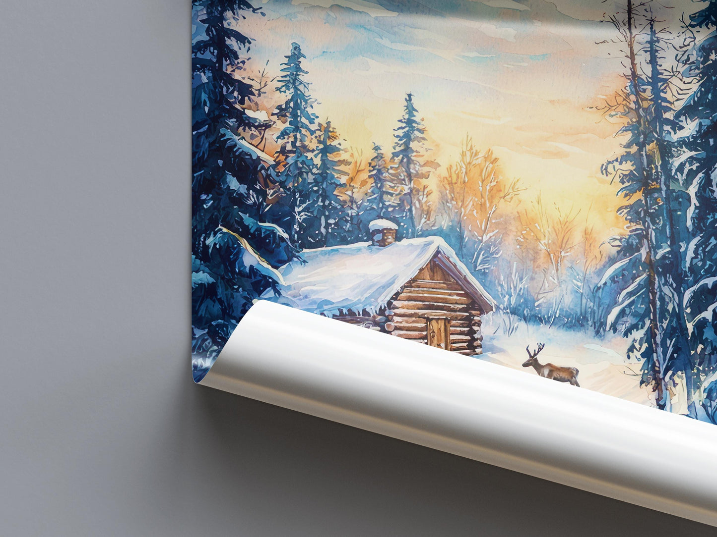 Lapland Watercolor Poster Wall Art Lapland Wall Hanging Home Décor Lapland Gift Art Lovers Finland Wall Art