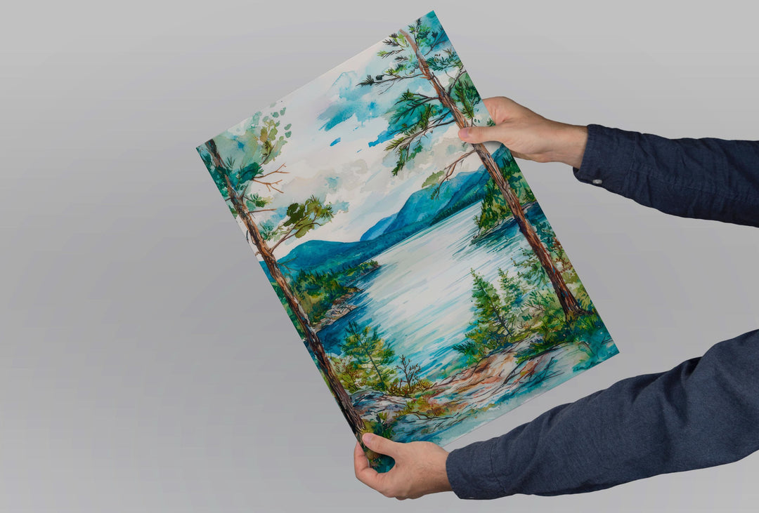 Lake George Watercolor Poster Wall Art Lake George Wall Hanging Home Décor Lake George Gift Art Lovers United States Wall Art