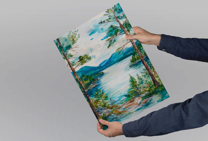 Lake George Watercolor Poster Wall Art Lake George Wall Hanging Home Décor Lake George Gift Art Lovers United States Wall Art