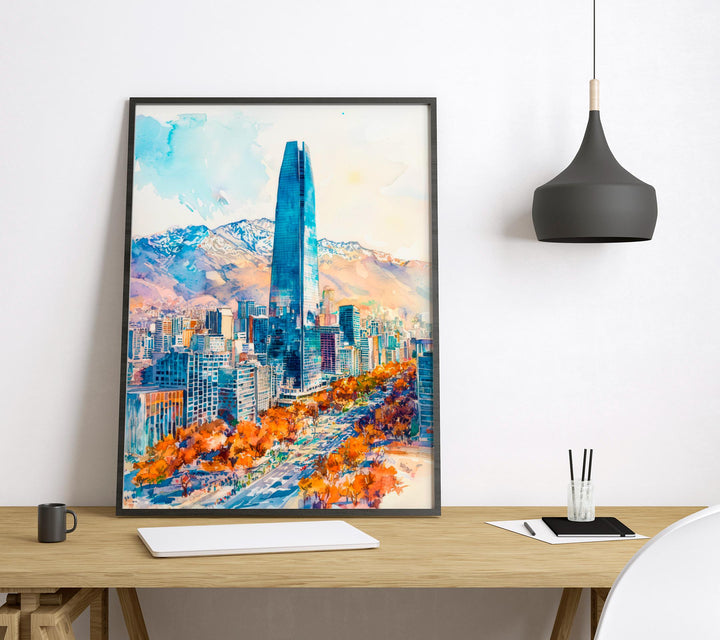 Santiago Watercolor Poster Wall Art Santiago Wall Hanging Home Décor Santiago Gift Art Lovers Chile Wall Art