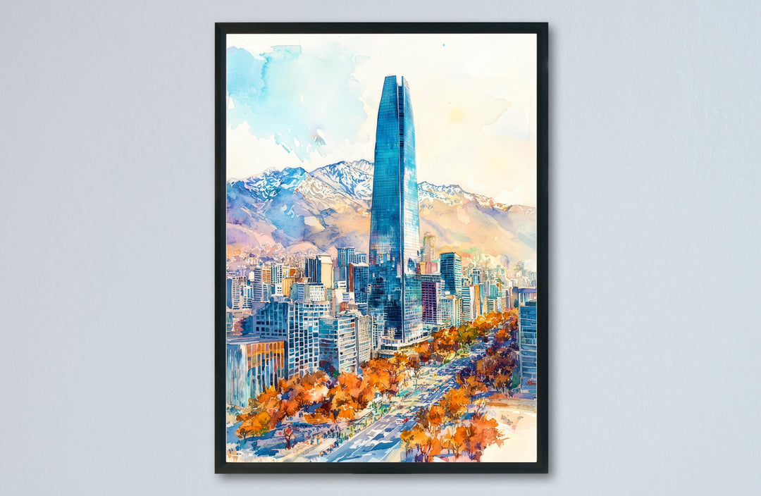 Santiago Watercolor Poster Wall Art Santiago Wall Hanging Home Décor Santiago Gift Art Lovers Chile Wall Art