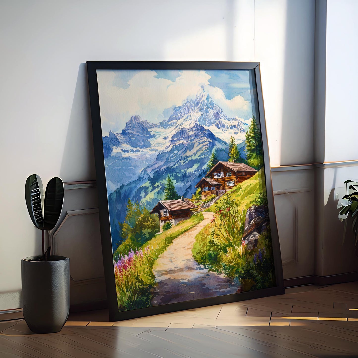 Wengen watercolor poster Wall Art Wengen Wall Hanging Home Décor Wengen Gift Art Lovers Switzerland Art Lover Gift Switzerland wall art