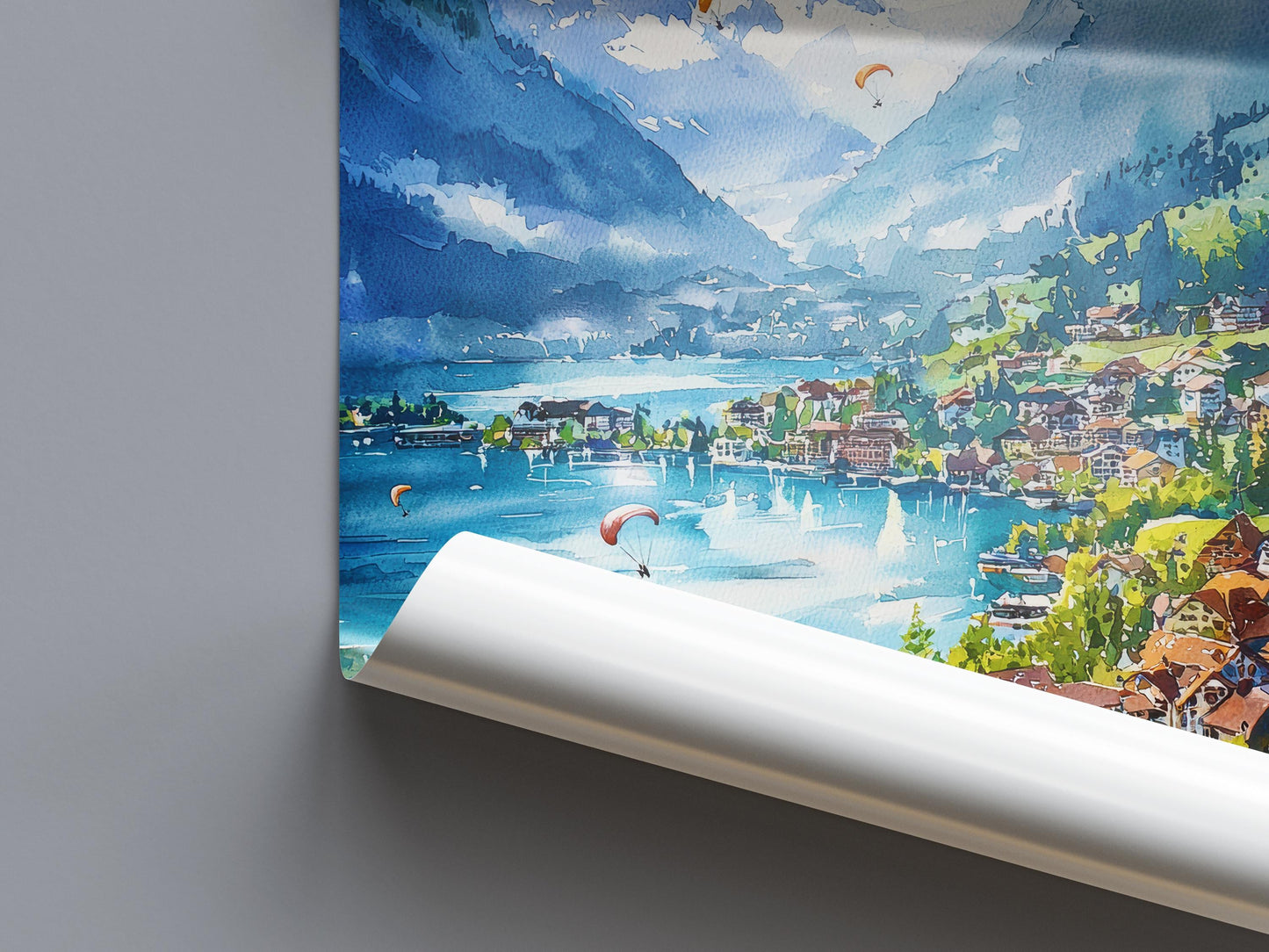 Interlaken watercolor poster Wall Art Interlaken Wall Hanging Home Décor Interlaken Gift Art Lovers Switzerland Art Lover Gift Switzerland