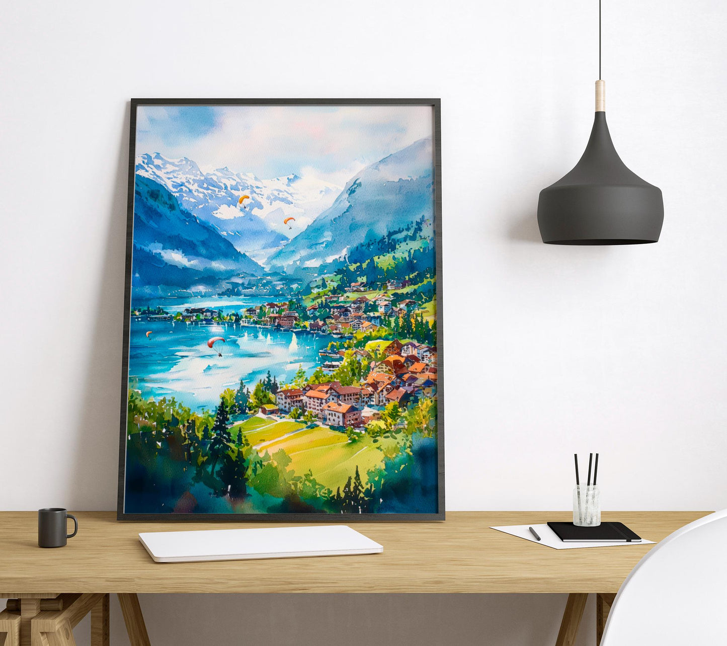 Interlaken watercolor poster Wall Art Interlaken Wall Hanging Home Décor Interlaken Gift Art Lovers Switzerland Art Lover Gift Switzerland