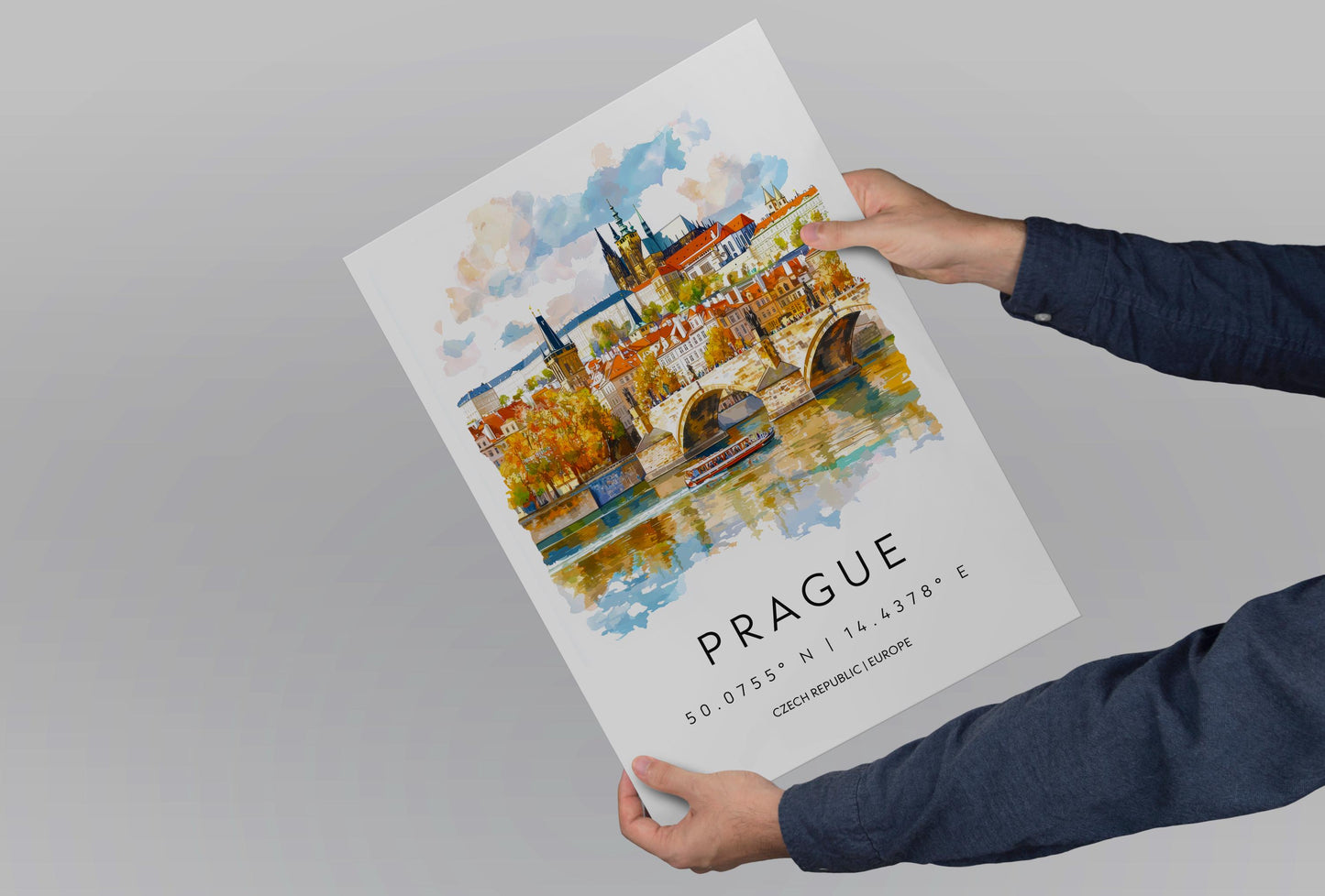 Prague Watercolor Poster Wall Art Prague Wall Hanging Home Décor Prague Gift Art Lovers Czech Republic Wall Art