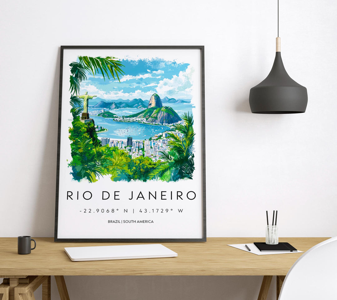 Rio de Janeiro Watercolor Poster Wall Art Rio de Janeiro Wall Hanging Home Décor Rio de Janeiro Gift Art Lovers Brazil Wall Art