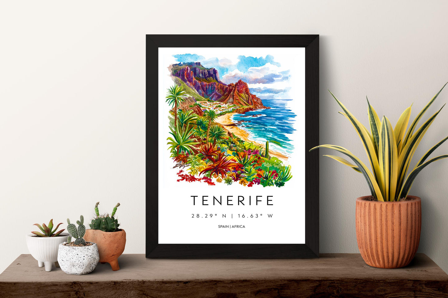 Tenerife Watercolor Poster Wall Art Tenerife Wall Hanging Home Décor Tenerife Gift Art Lovers Spain Wall Art