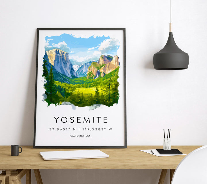 Yosemite Watercolor Poster Wall Art Yosemite Wall Hanging Home Décor Yosemite Gift Art Lovers United States Wall Art