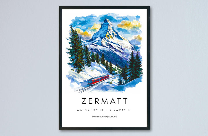 Zermatt Watercolor Poster Wall Art Zermatt Wall Hanging Home Décor Zermatt Gift Art Lovers Switzerland Wall Art