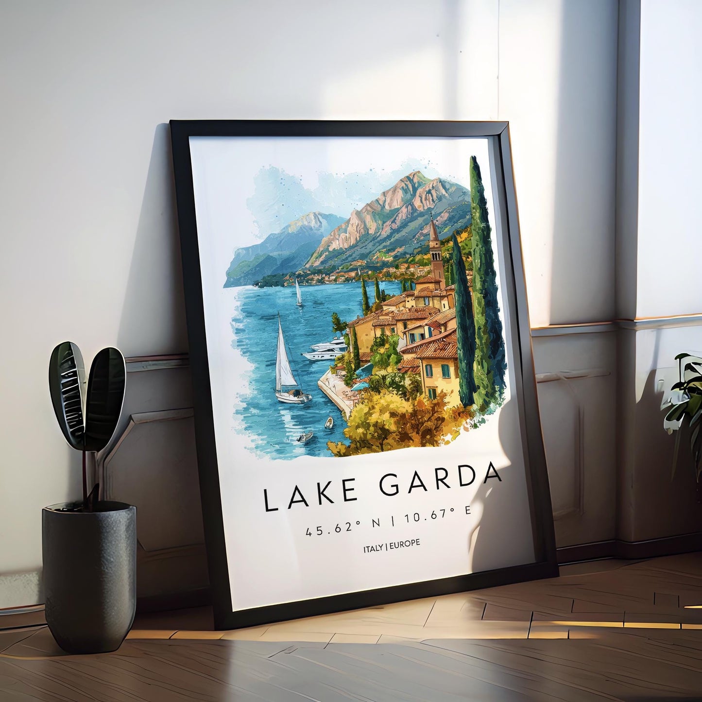 Lake Garda Watercolor Poster Wall Art Lake Garda Wall Hanging Home Décor Lake Garda Gift Art Lovers Italy Wall Art