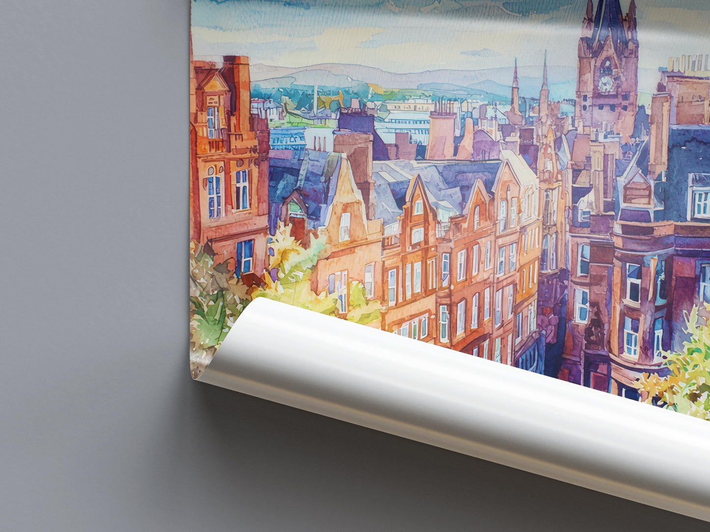 Glasgow watercolor poster Wall Art Glasgow Wall Hanging Home Décor Glasgow Gift Art Lovers Scotland Art Lover Gift Scotland wall art
