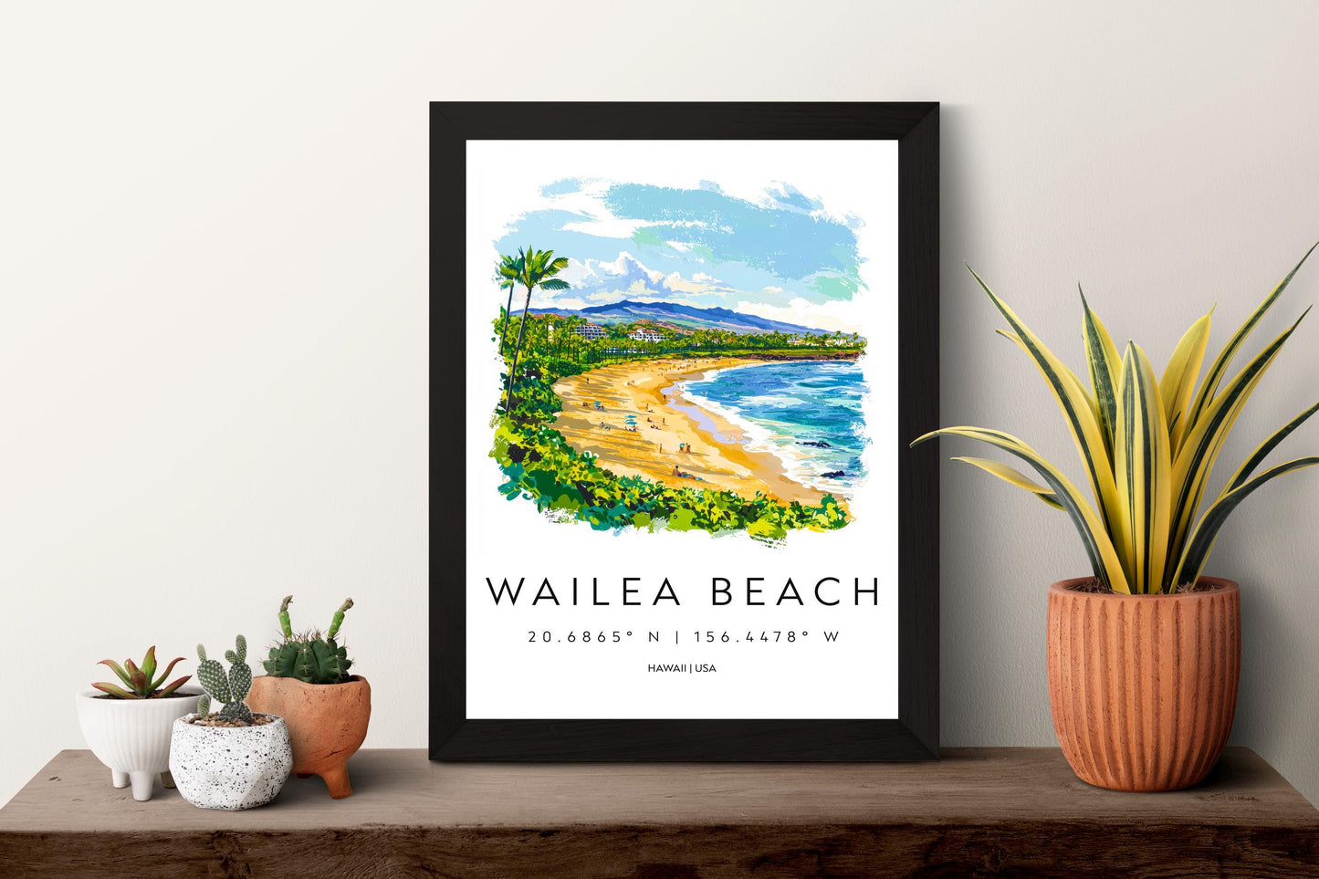 Wailea Beach watercolor poster Wall Art Wailea Beach Wall Hanging Home Décor Wailea Beach Gift Art Lovers Hawaii Art Lover Gift Hawaii