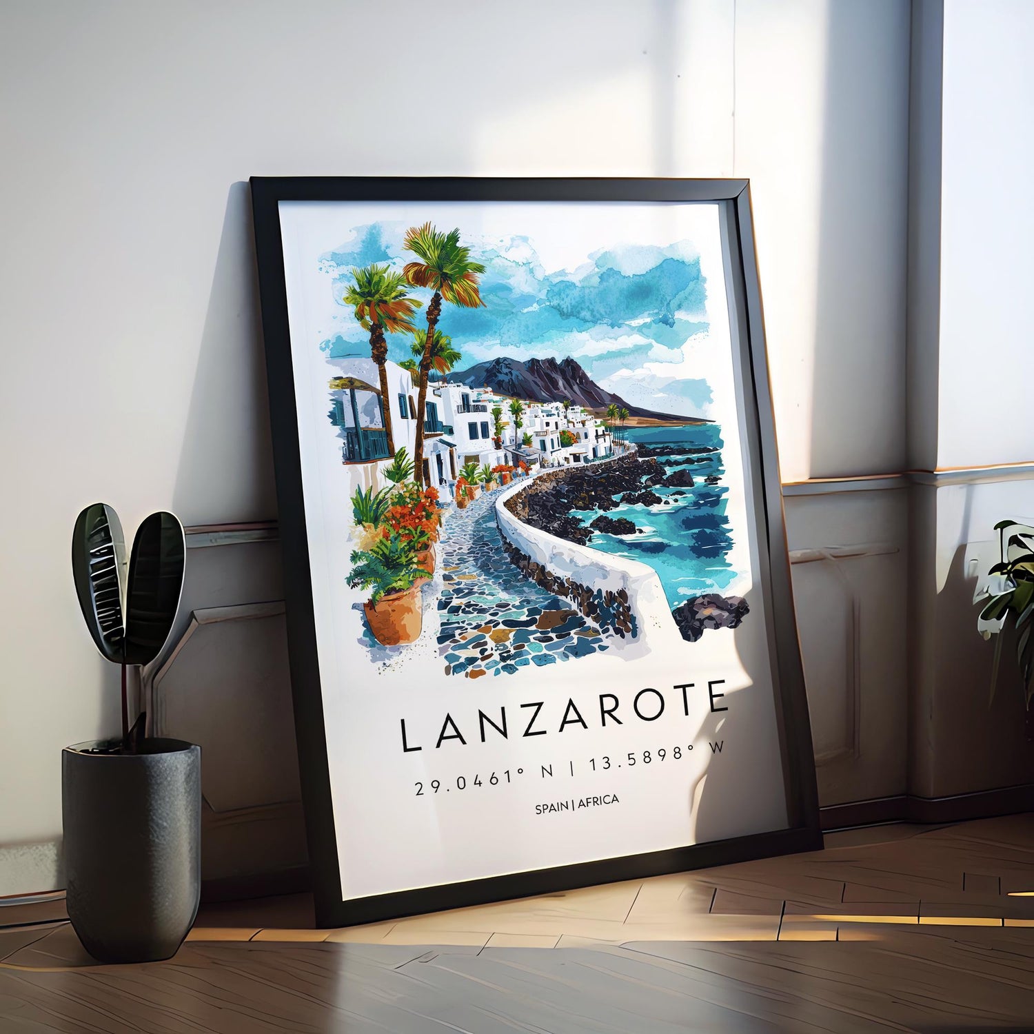Lanzarote Watercolor Poster Wall Art Lanzarote Wall Hanging Home Décor Lanzarote Gift Art Lovers Spain Wall Art