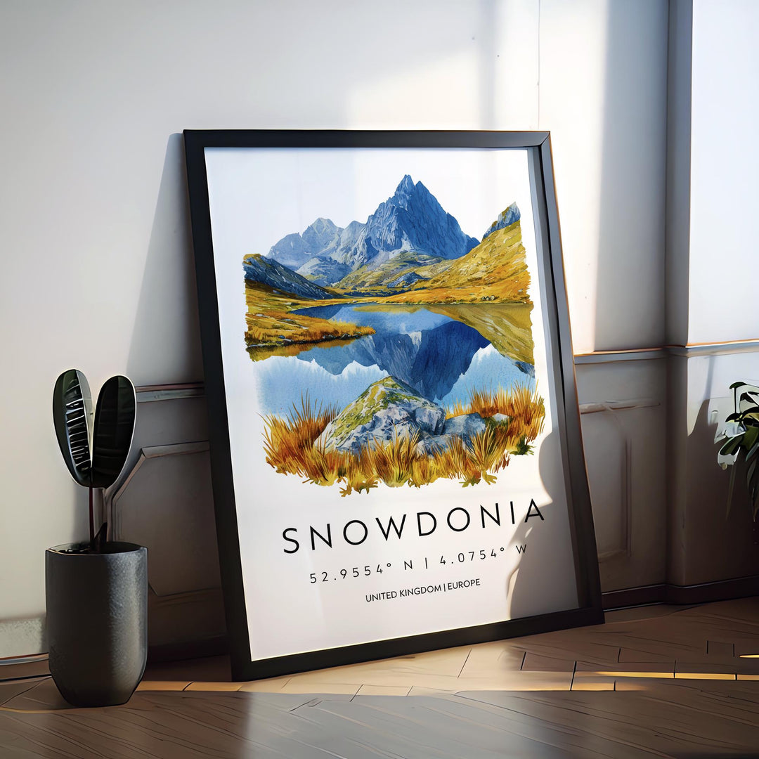 Snowdonia Watercolor Poster Wall Art Snowdonia Wall Hanging Home Décor Snowdonia Gift Art Lovers United Kingdom Wall Art