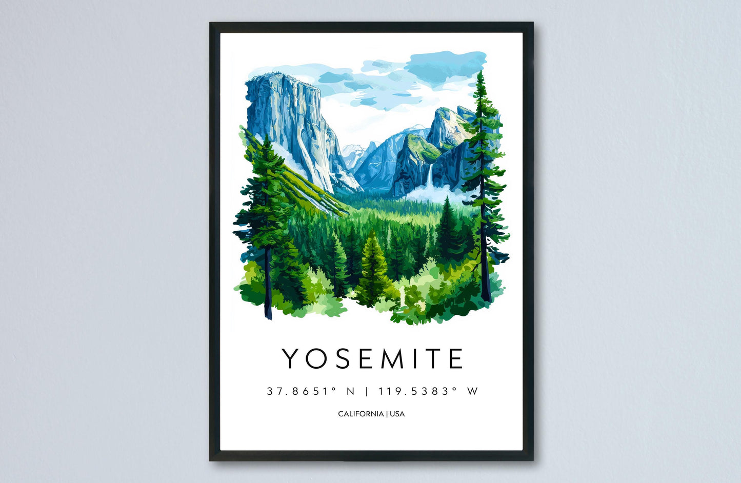 Yosemite Watercolor Poster Wall Art Yosemite Wall Hanging Home Décor Yosemite Gift Art Lovers United States Wall Art
