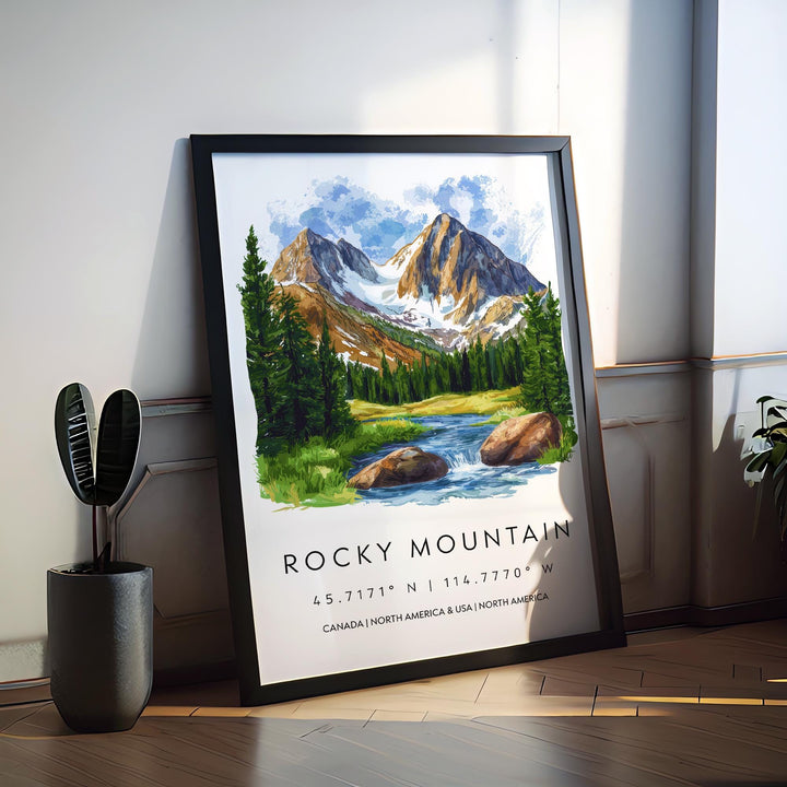 Rocky Mountain Watercolor Poster Wall Art Rocky Mountain Wall Hanging Home Décor Rocky Mountain Gift Art Lovers United States Wall Art