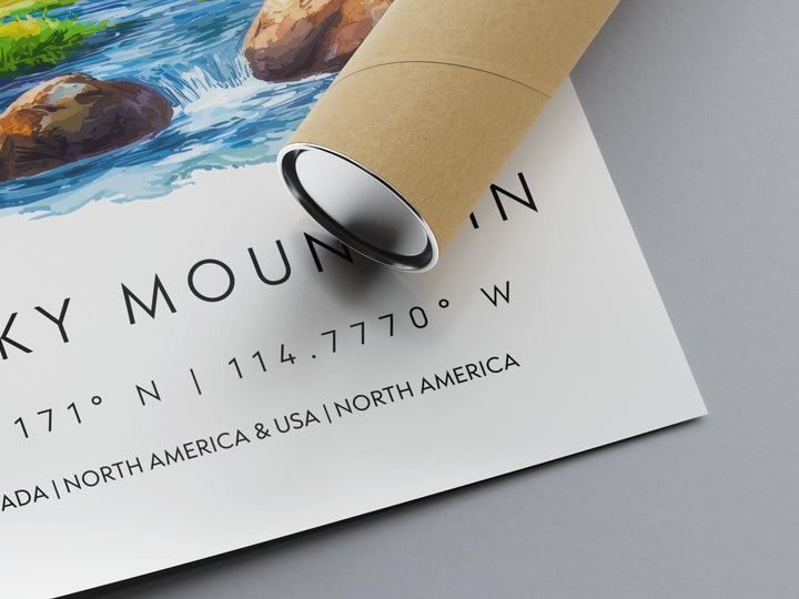 Rocky Mountain Watercolor Poster Wall Art Rocky Mountain Wall Hanging Home Décor Rocky Mountain Gift Art Lovers United States Wall Art