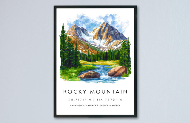 Rocky Mountain Watercolor Poster Wall Art Rocky Mountain Wall Hanging Home Décor Rocky Mountain Gift Art Lovers United States Wall Art