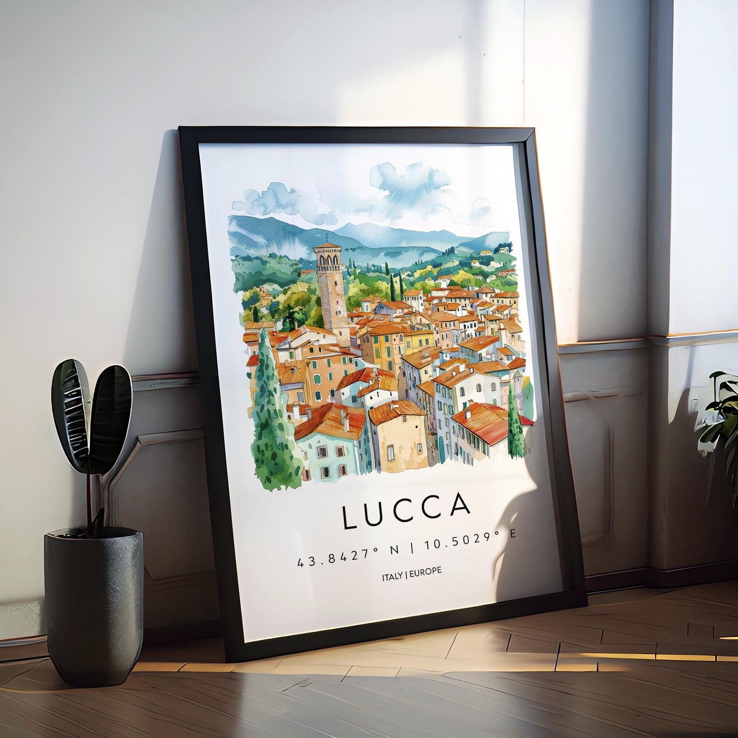 Lucca Watercolor Poster Wall Art Lucca Wall Hanging Home Décor Lucca Gift Art Lovers Italy Wall Art