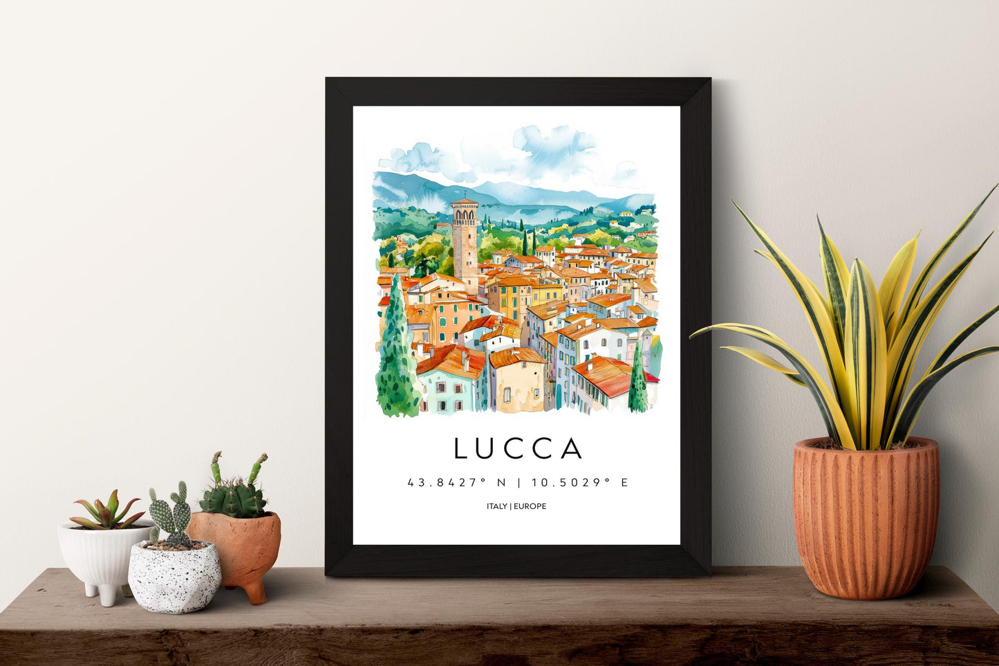 Lucca Watercolor Poster Wall Art Lucca Wall Hanging Home Décor Lucca Gift Art Lovers Italy Wall Art
