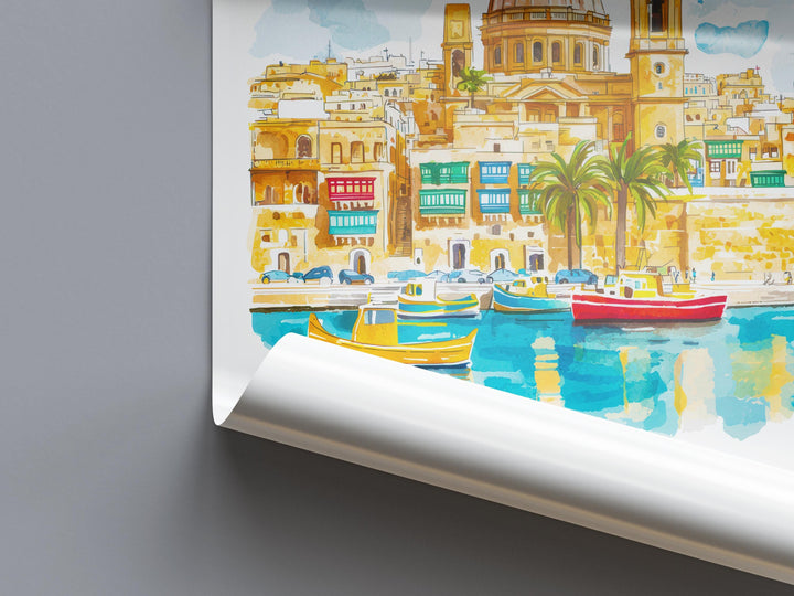 Valletta Watercolor Poster Wall Art Valletta Wall Hanging Home Décor Valletta Gift Art Lovers Malta Wall Art