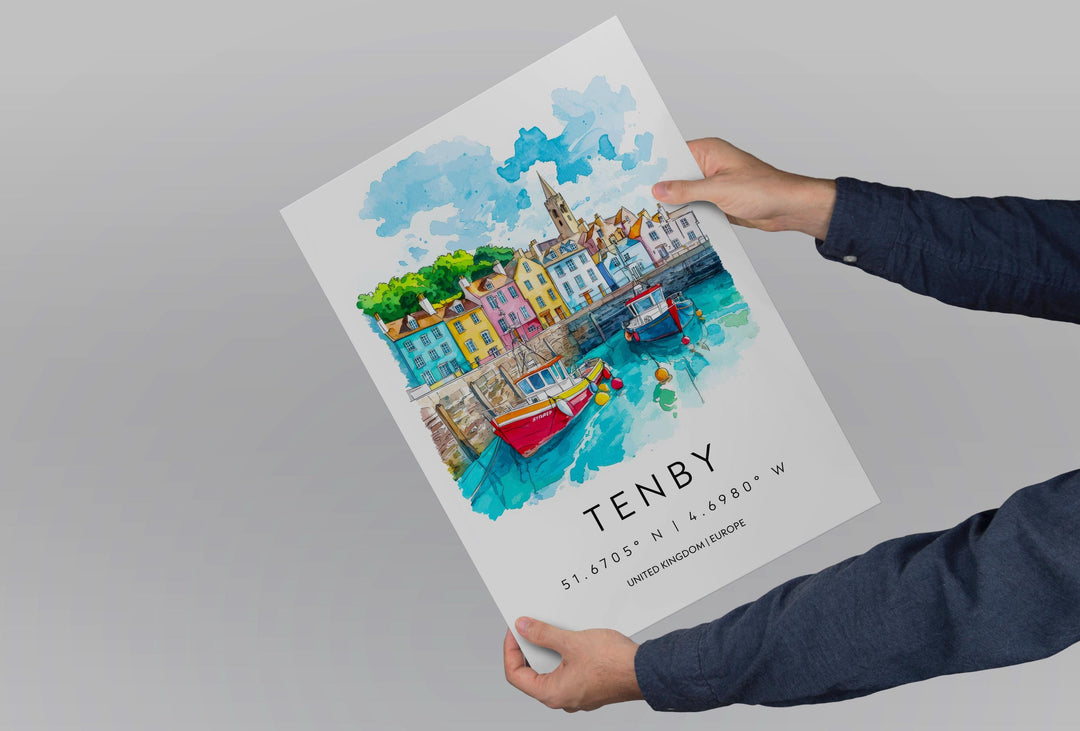Tenby Watercolor Poster Wall Art Tenby Wall Hanging Home Décor Tenby Gift Art Lovers United Kingdom Wall Art