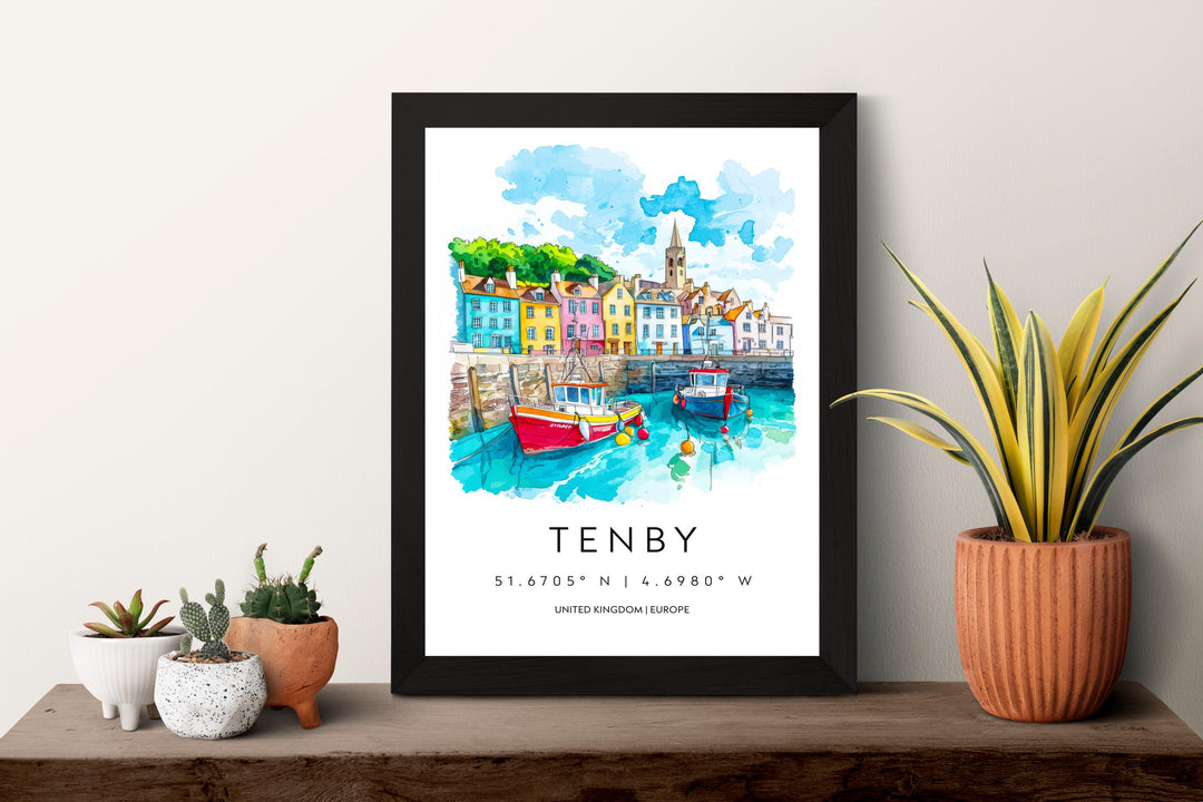 Tenby Watercolor Poster Wall Art Tenby Wall Hanging Home Décor Tenby Gift Art Lovers United Kingdom Wall Art