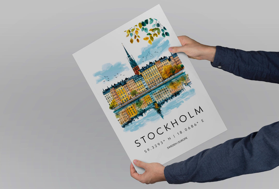 Stockholm Watercolor Poster Wall Art Stockholm Wall Hanging Home Décor Stockholm Gift Art Lovers Sweden Wall Art