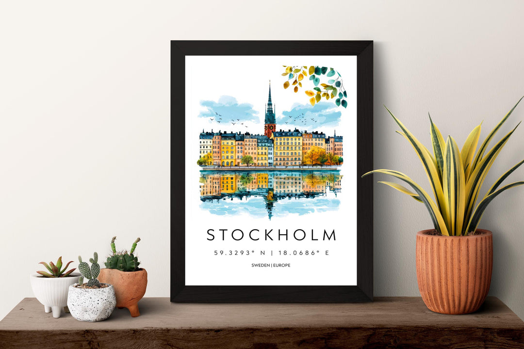 Stockholm Watercolor Poster Wall Art Stockholm Wall Hanging Home Décor Stockholm Gift Art Lovers Sweden Wall Art