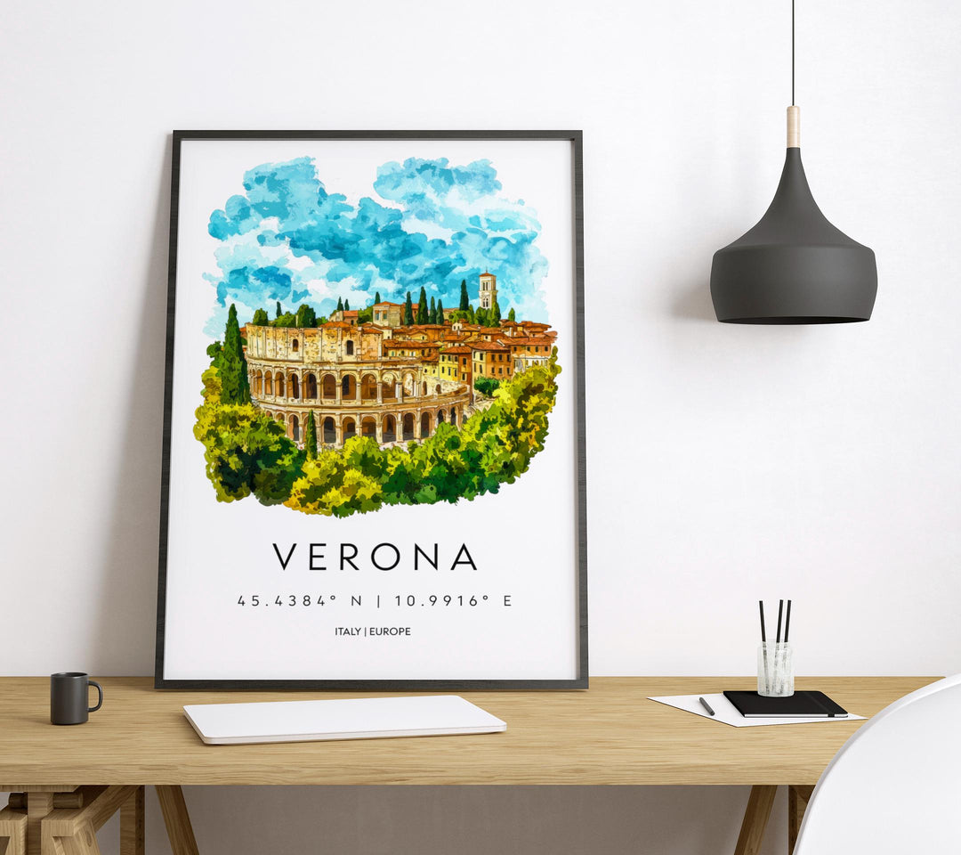 Verona Watercolor Poster Wall Art Verona Wall Hanging Home Décor Verona Gift Art Lovers Italy Art Lover Gift