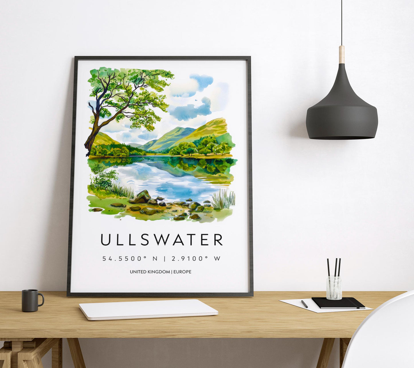 Ullswater Watercolor Poster Wall Art Ullswater Wall Hanging Home Décor Ullswater Gift Art Lovers United Kingdom Wall Art