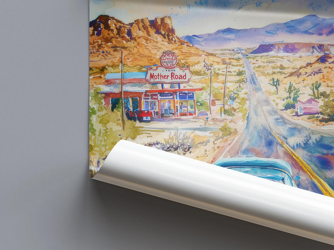 Route 66 watercolor poster Wall Art Route 66 Wall Hanging Home Décor Route 66 Gift Art Lovers USA Art Lover Gift USA wall art