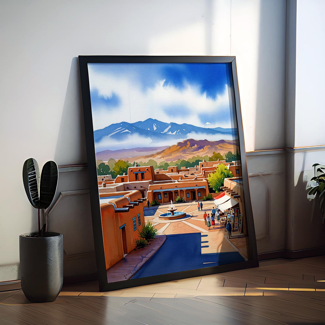 Santa Fe watercolor poster Wall Art Santa Fe Wall Hanging Home Décor Santa Fe Gift Art Lovers New Mexico Art Lover Gift New Mexico wall art