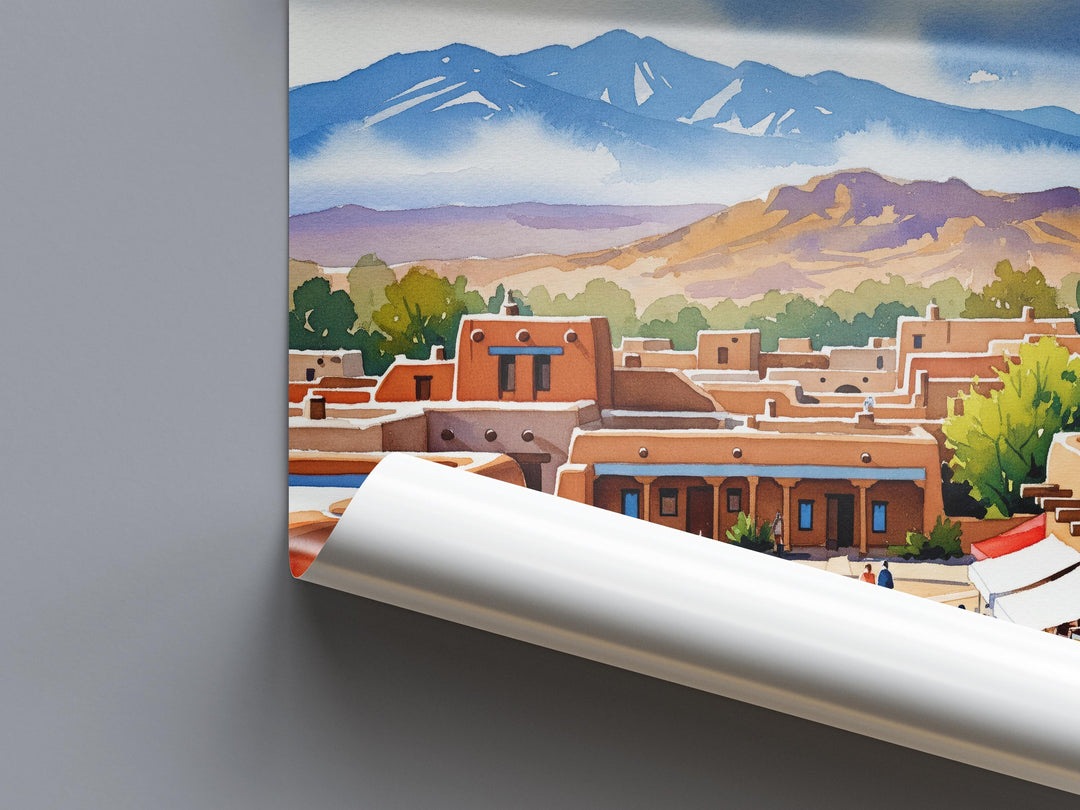 Santa Fe watercolor poster Wall Art Santa Fe Wall Hanging Home Décor Santa Fe Gift Art Lovers New Mexico Art Lover Gift New Mexico wall art