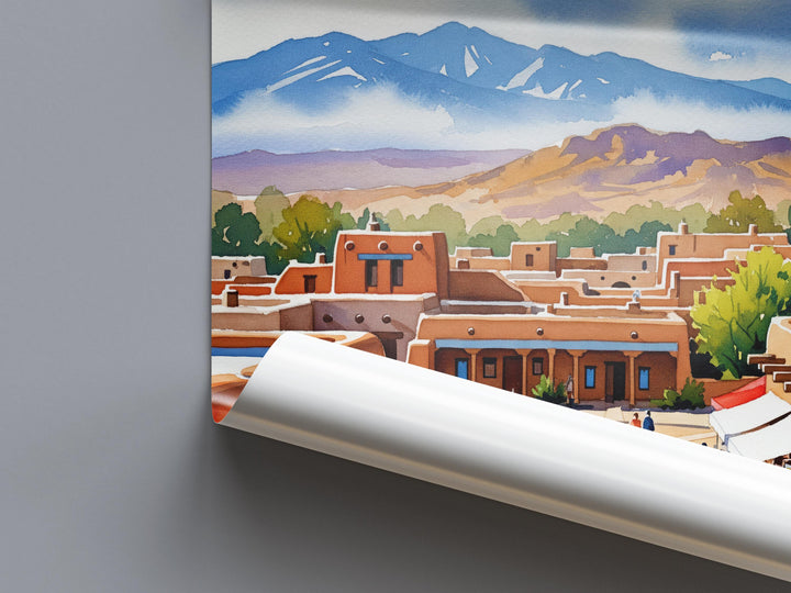 Santa Fe watercolor poster Wall Art Santa Fe Wall Hanging Home Décor Santa Fe Gift Art Lovers New Mexico Art Lover Gift New Mexico wall art