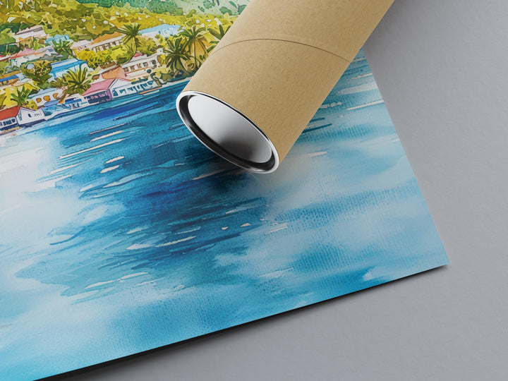 Saint Lucia watercolor poster Wall Art Saint Lucia Wall Hanging Home Décor Saint Lucia Gift Art Lovers Saint Lucia Art Lover Gift