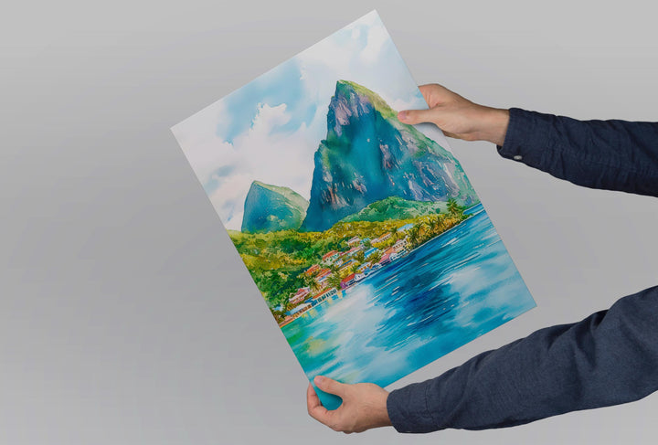 Saint Lucia watercolor poster Wall Art Saint Lucia Wall Hanging Home Décor Saint Lucia Gift Art Lovers Saint Lucia Art Lover Gift