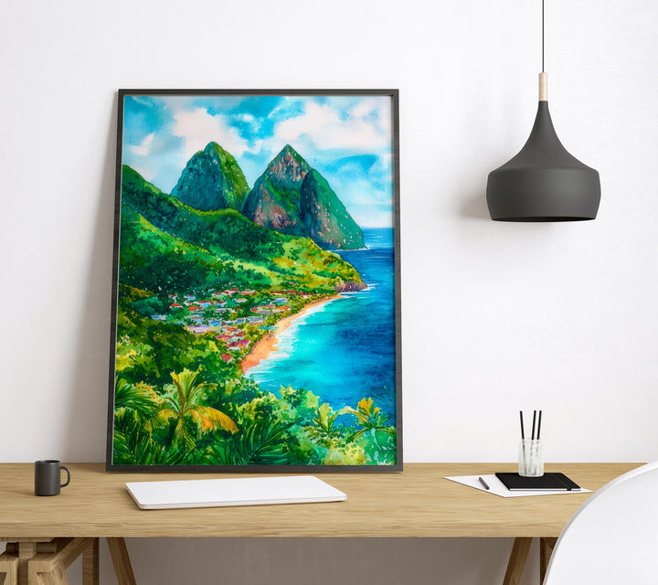 Saint Lucia watercolor poster Wall Art Saint Lucia Wall Hanging Home Décor Saint Lucia Gift Art Lovers Saint Lucia Art Lover Gift