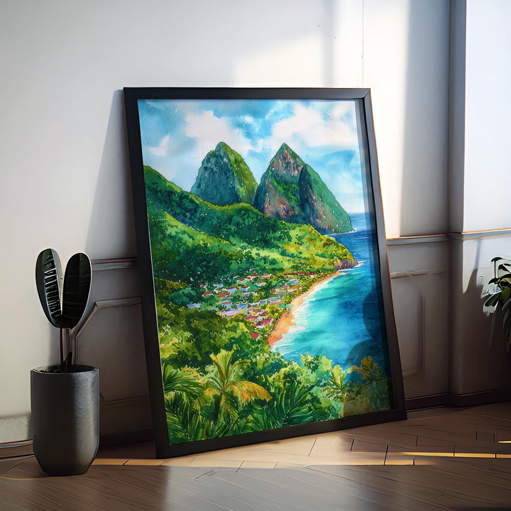 Saint Lucia watercolor poster Wall Art Saint Lucia Wall Hanging Home Décor Saint Lucia Gift Art Lovers Saint Lucia Art Lover Gift