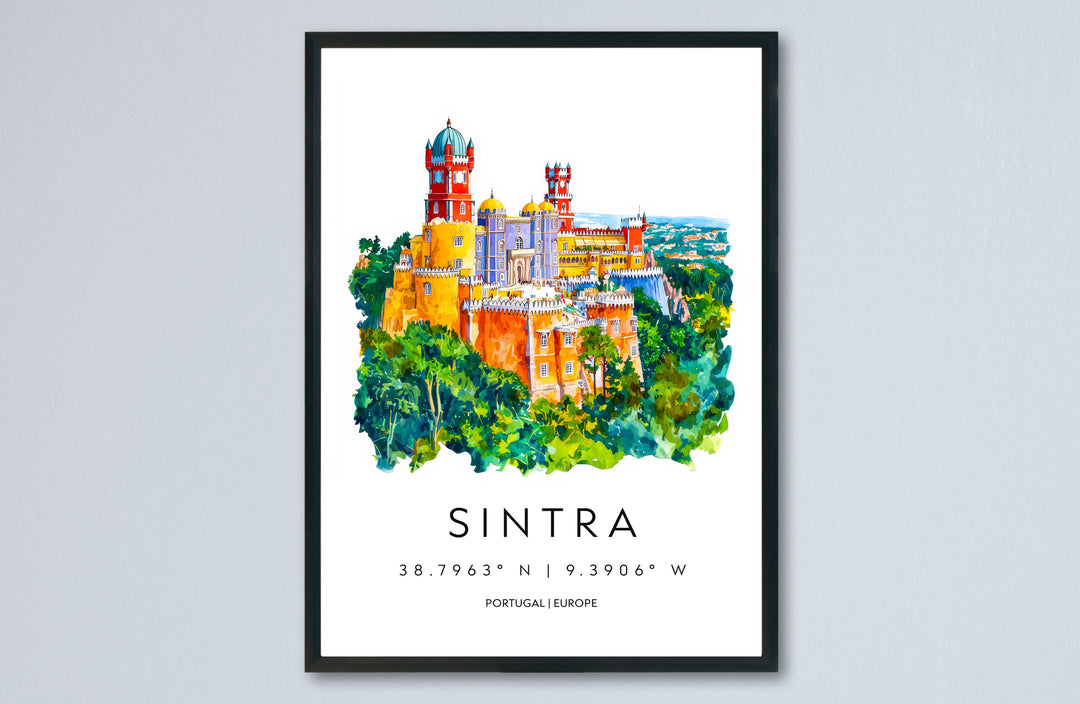 Sintra Watercolor Poster Wall Art Sintra Wall Hanging Home Décor Sintra Gift Art Lovers Portugal Wall Art
