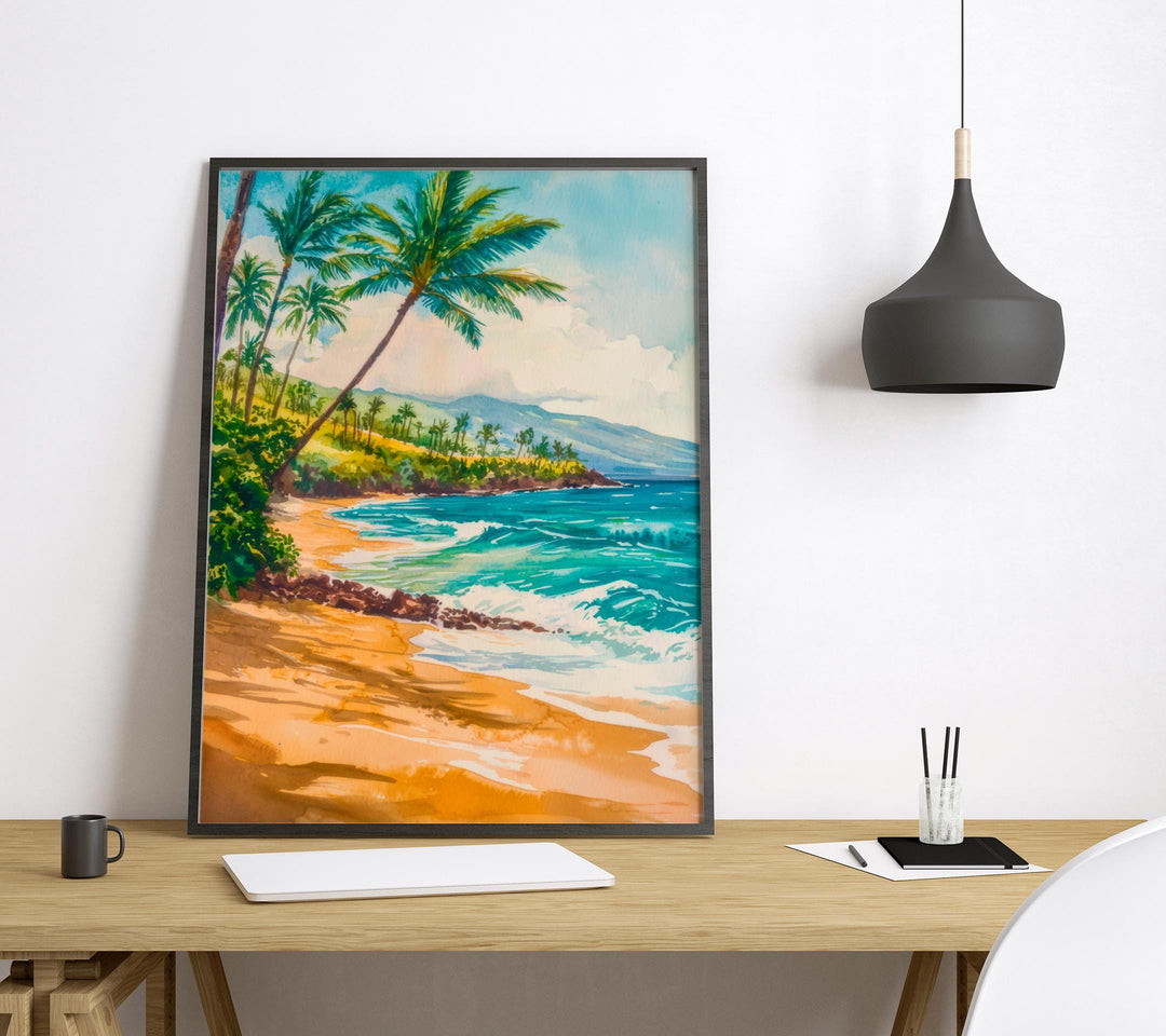 Wailea Beach Watercolor Poster Wall Art Wailea Beach Wall Hanging Home Décor Wailea Beach Gift Art Lovers United States Wall Art