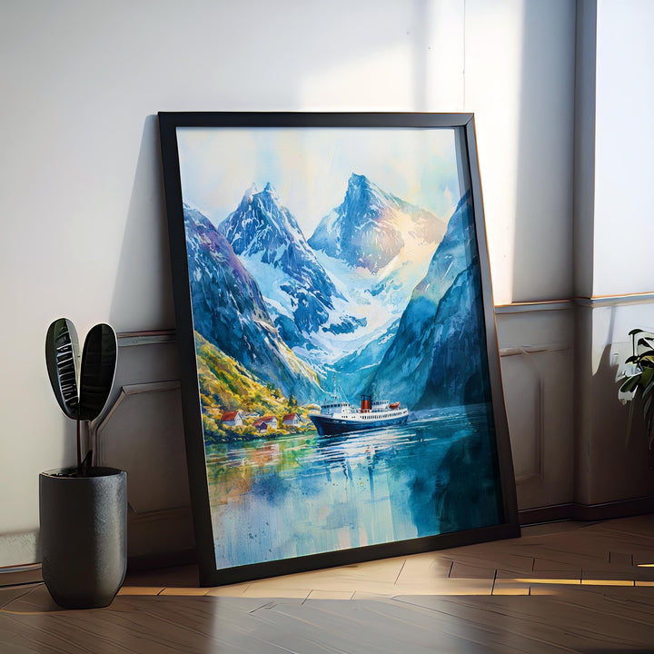 Norwegian Fjords Watercolor Poster Wall Art Norwegian Fjords Wall Hanging Home Décor Norwegian Fjords Gift Art Lovers Norway Wall Art