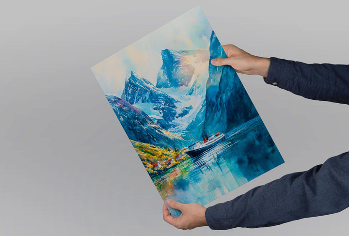 Norwegian Fjords Watercolor Poster Wall Art Norwegian Fjords Wall Hanging Home Décor Norwegian Fjords Gift Art Lovers Norway Wall Art