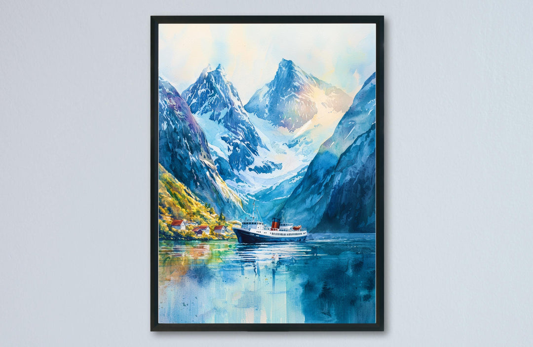 Norwegian Fjords Watercolor Poster Wall Art Norwegian Fjords Wall Hanging Home Décor Norwegian Fjords Gift Art Lovers Norway Wall Art