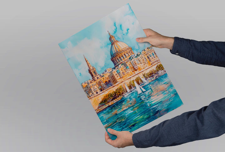 Valletta Watercolor Poster Wall Art Valletta Wall Hanging Home Décor Valletta Gift Art Lovers Malta Wall Art