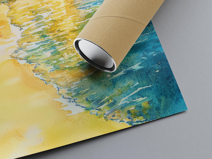 Waikiki Beach Watercolor Poster Wall Art Waikiki Beach Wall Hanging Home Décor Waikiki Beach Gift Art Lovers United States Wall Art