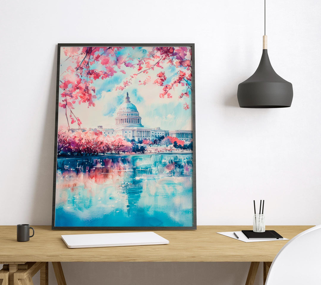 Washington D.C. Watercolor Poster Wall Art Washington D.C. Wall Hanging Home Décor Washington D.C. Gift Art Lovers United States Wall Art