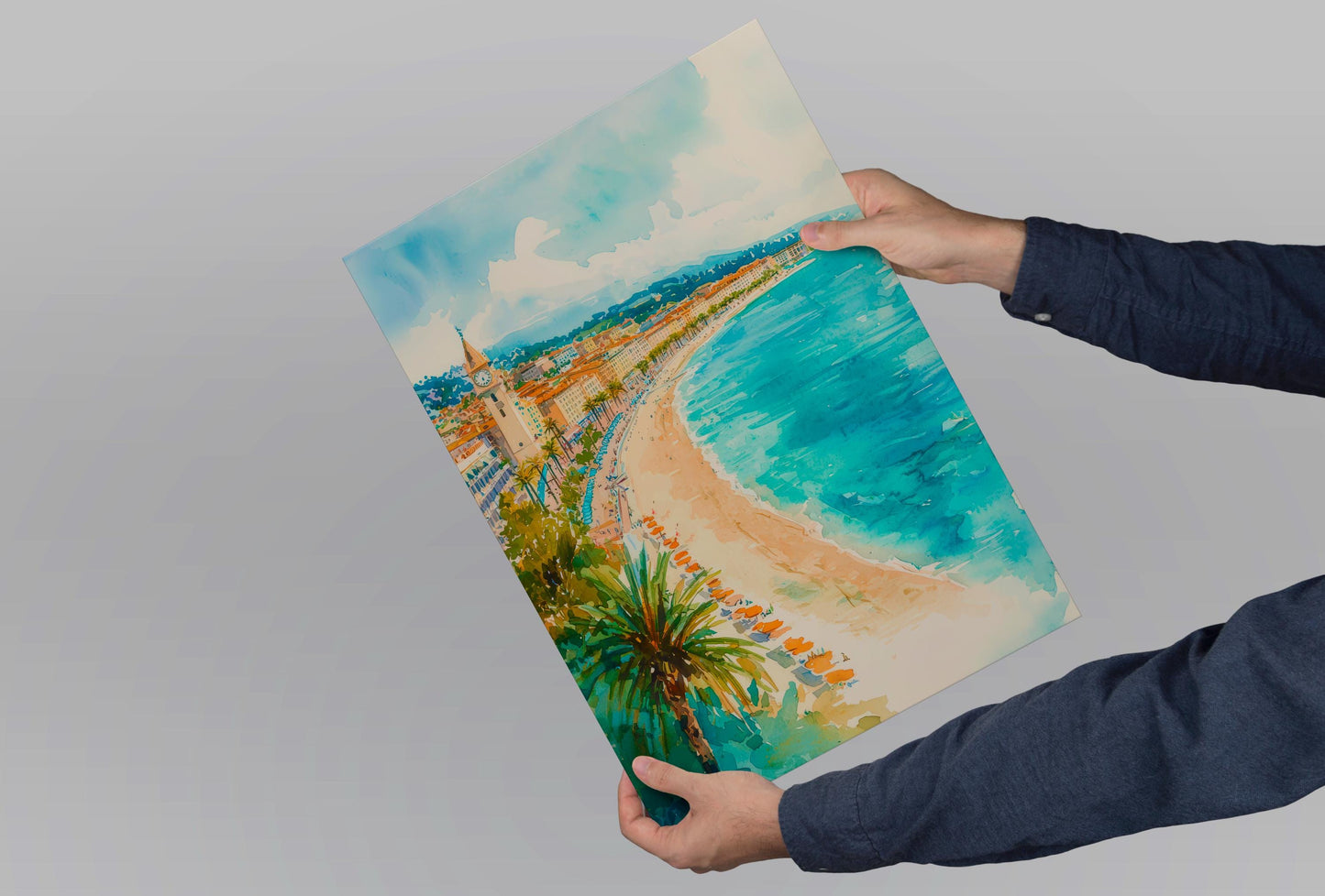 Nice Watercolor Poster Wall Art Nice Wall Hanging Home Décor Nice Gift Art Lovers France Wall Art