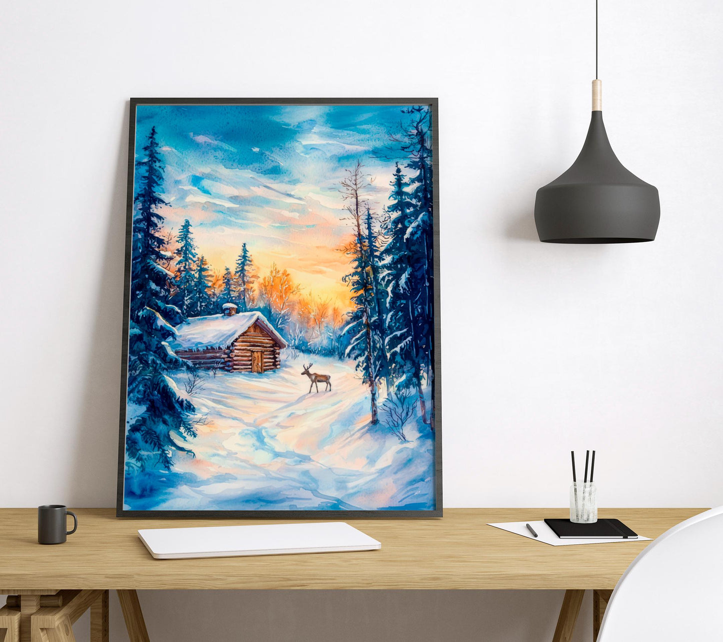 Lapland Watercolor Poster Wall Art Lapland Wall Hanging Home Décor Lapland Gift Art Lovers Finland Wall Art